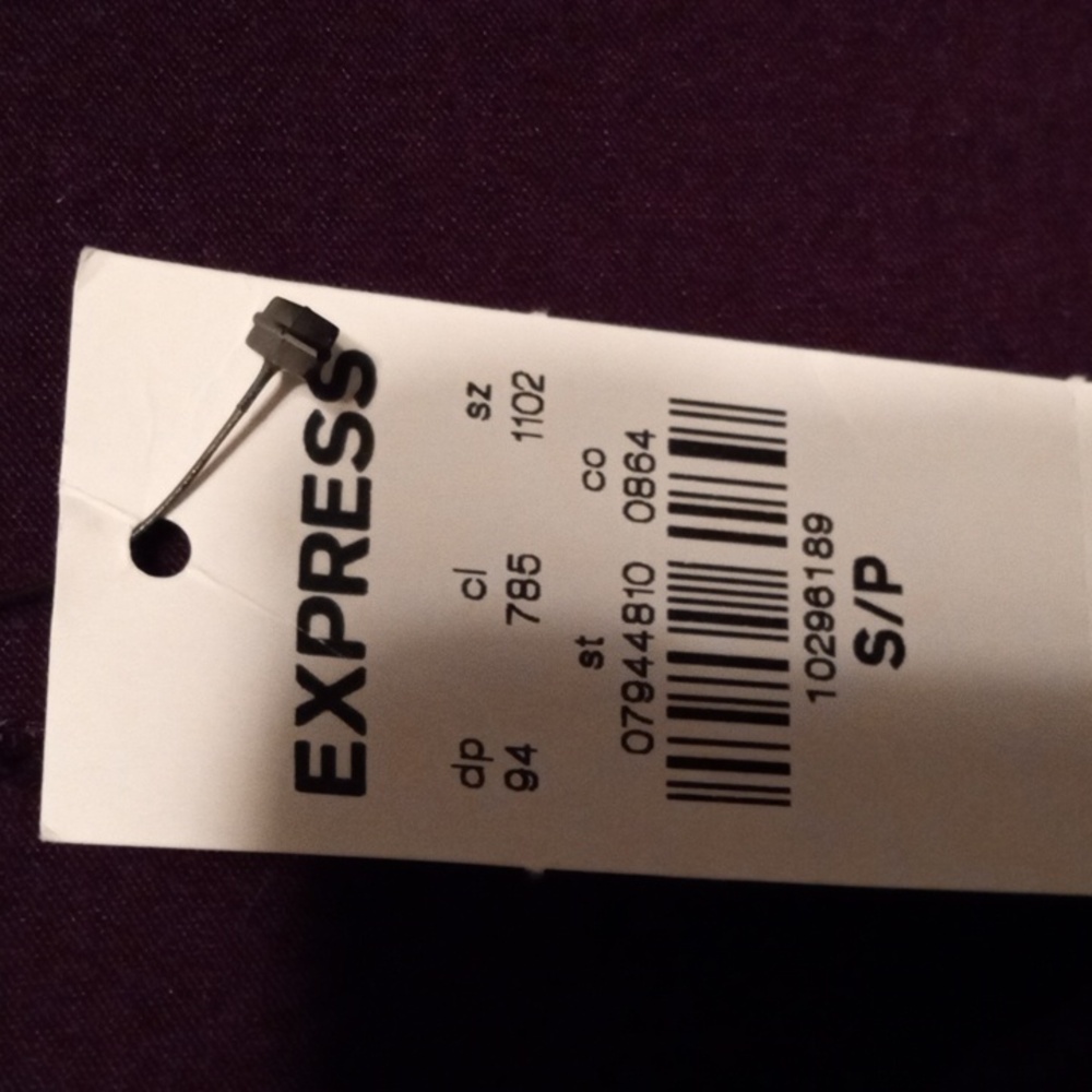NWT Express Plum Choker V-Neck Long Sleeve Mini Swing Dress S - Picture 4 of 7